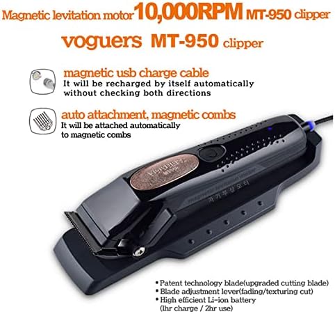 Voguers MT950 Clipper שיער | מנוע ריחוף מגנטי, מהירות גבוהה | התנגדות לחום ורעש | אחיזה ניידת, נוחה | מתח חופשי, כוח חיתוך
